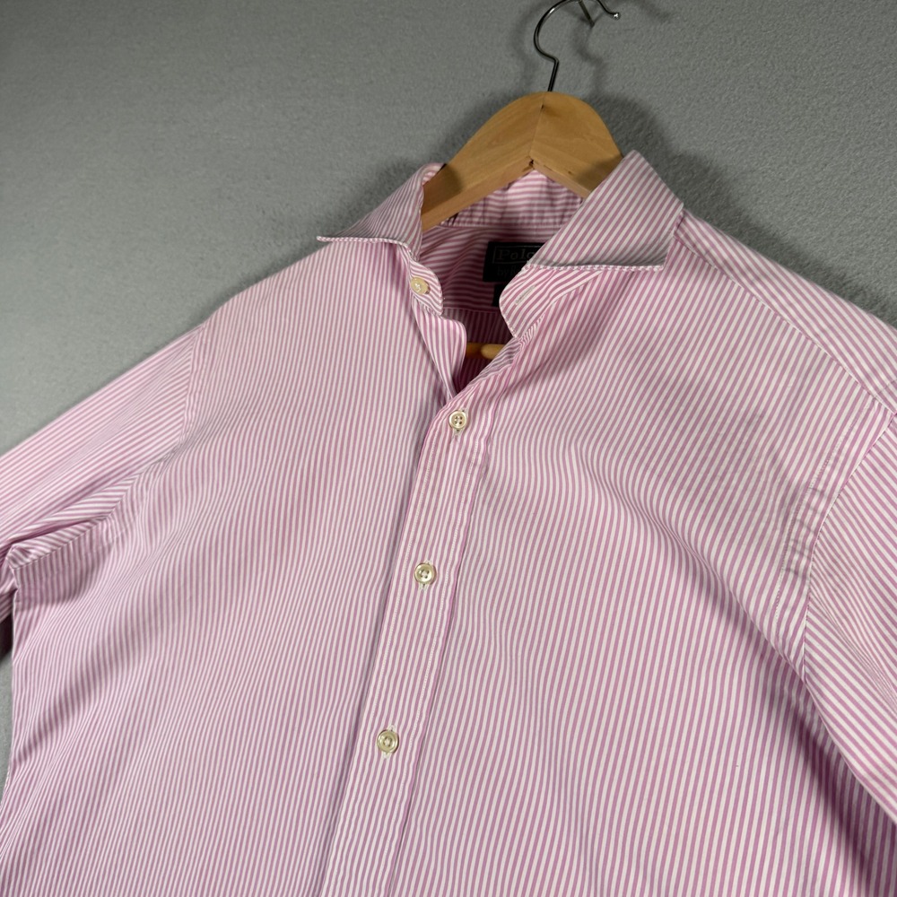 Polo Ralph Lauren Regent Classic Fit Striped Shirt Pink White 15.5 34/35 Mens - Picture 5 of 13